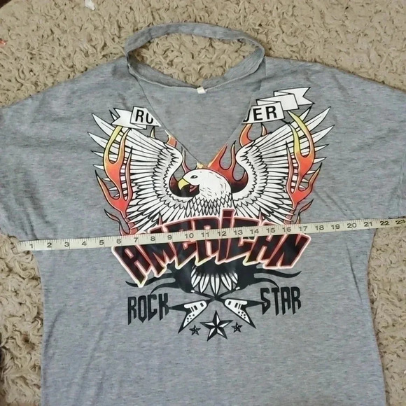 American Rockstar chocker neck Oversized Eagle tee. Size Medium - Picture 5 of 6